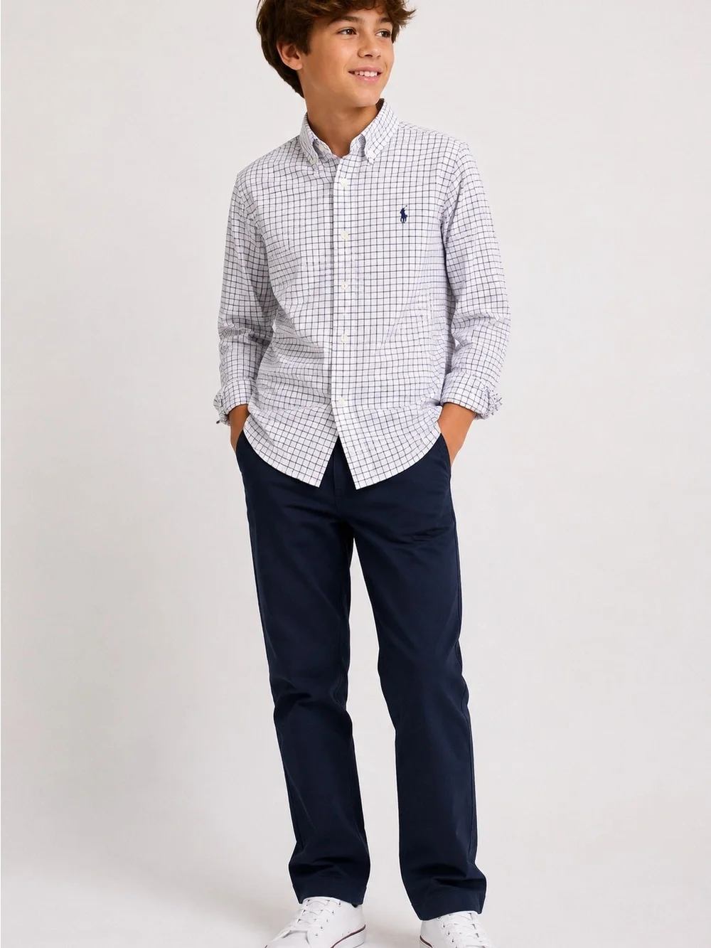 Ralph Lauren Boys Size 14 Long Sleeve Check Button Down Shirt